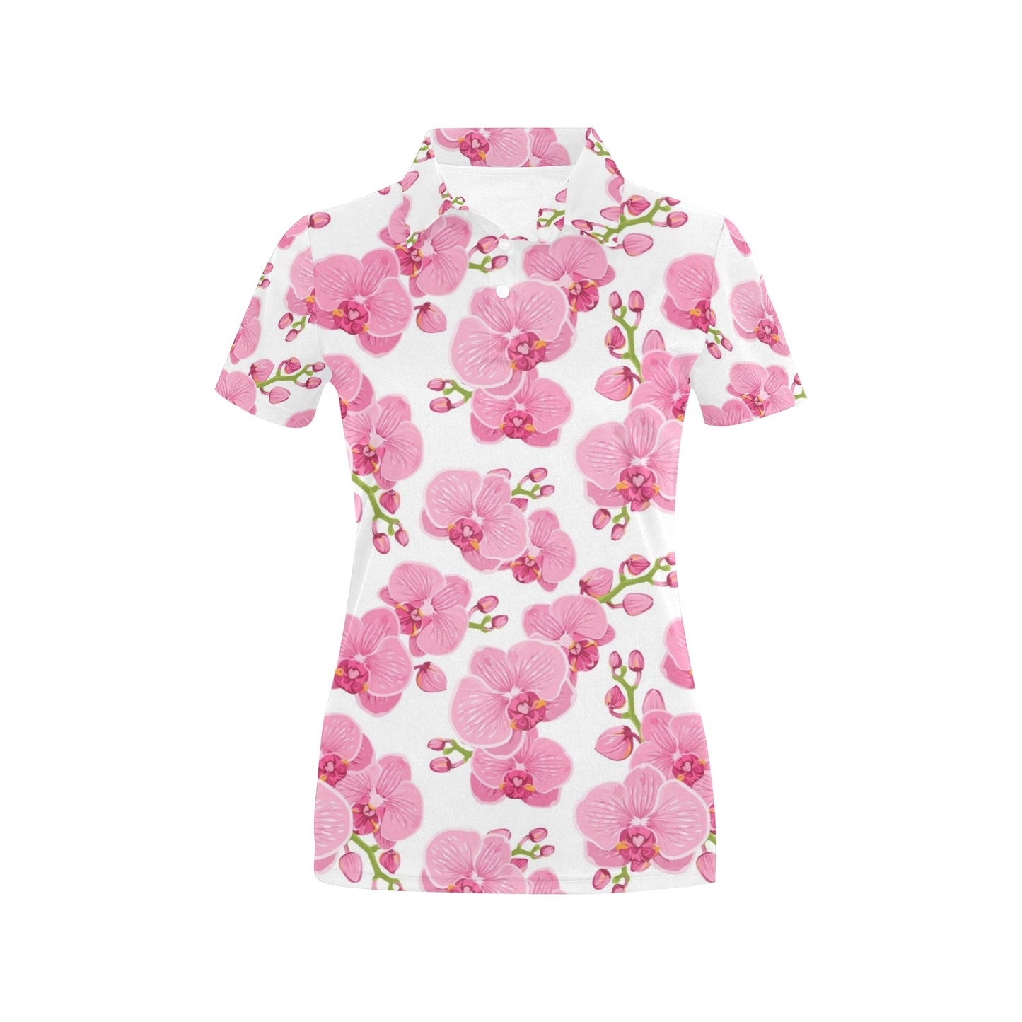 Orchid Pink Pattern Print Design OR07 Women's Polo Shirt