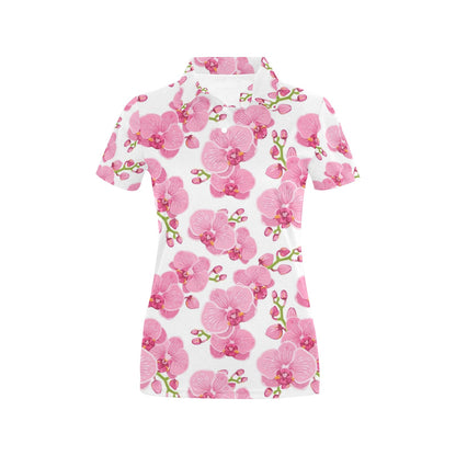 Orchid Pink Pattern Print Design OR07 Women's Polo Shirt