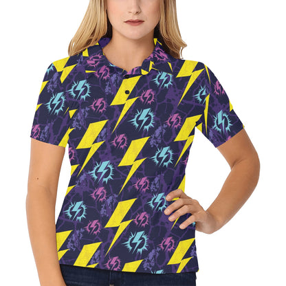 Lightning Thunder Pattern Print Design 01 Women's Polo Shirt