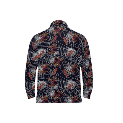 Tarantula Spiderwebs Pattern Print Design 01 Long Sleeve Polo Shirt For Men's