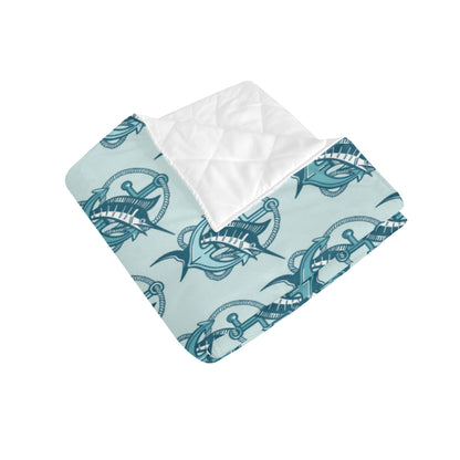 Swordfish Pattern Print Design 03 Premium Quilt