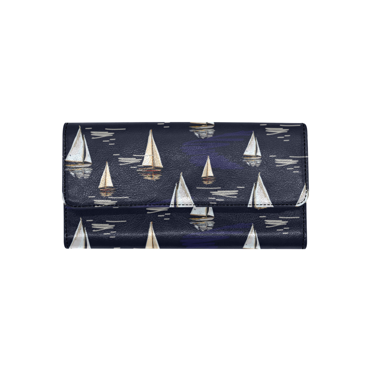 Sailing Ships Pattern Print Design A05 Women's Trifold Wallet