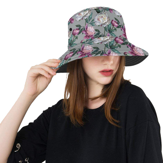 Peony Pattern Print Design PE01 Unisex Bucket Hat