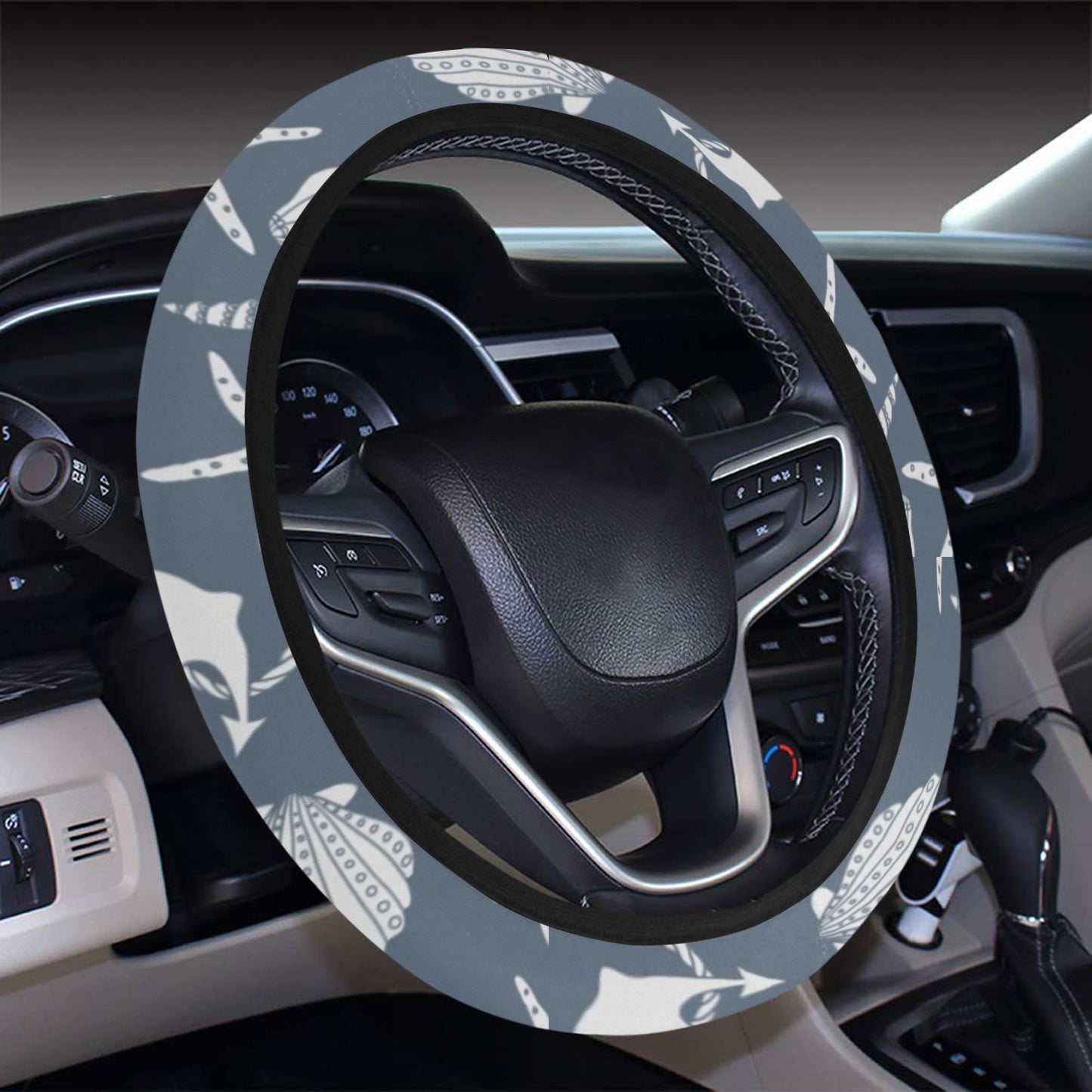 Seashell Print Design LKS306 Steering Wheel Cover with Elastic Edge