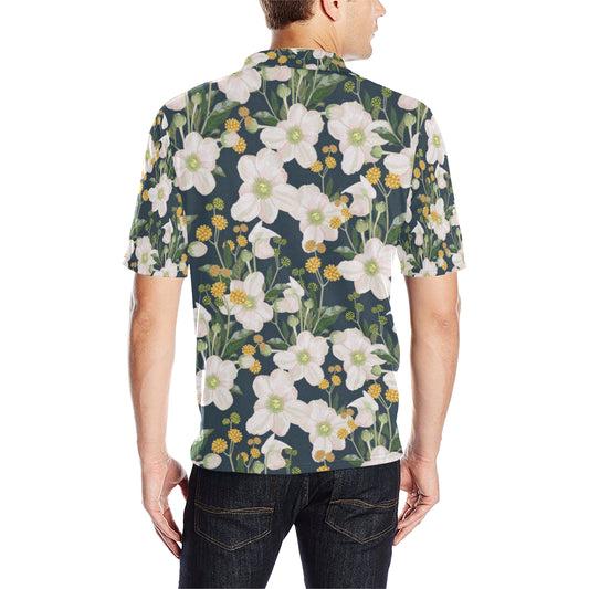 Anemone Pattern Print Design AM04 Men Polo Shirt