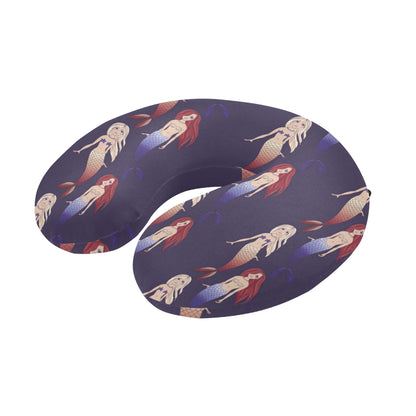 Mermaid Pattern Print Design 02 U-Shaped Travel Neck Pillow