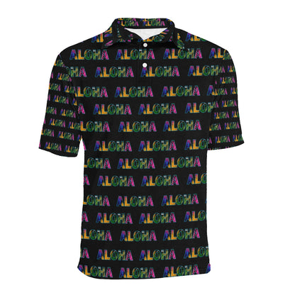Aloha Hawaii Neon Men Polo Shirt
