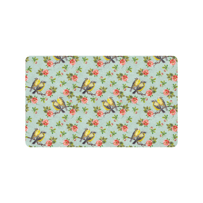 Bird with Red Flower Print Pattern Rubber Doormat