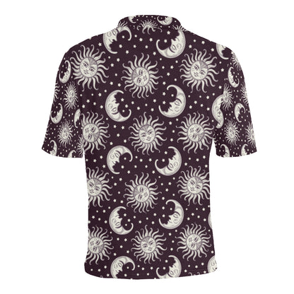 Sun Moon Face Men Polo Shirt