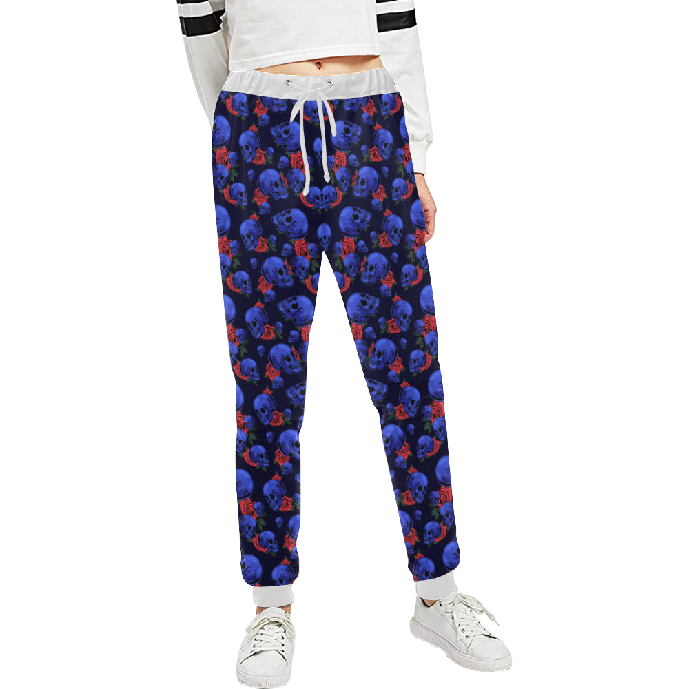 Skull Roses Neon Design Themed Print Unisex Sweatpants