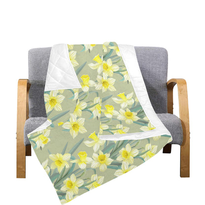 Daffodils Pattern Print Design DF01 Premium Quilt