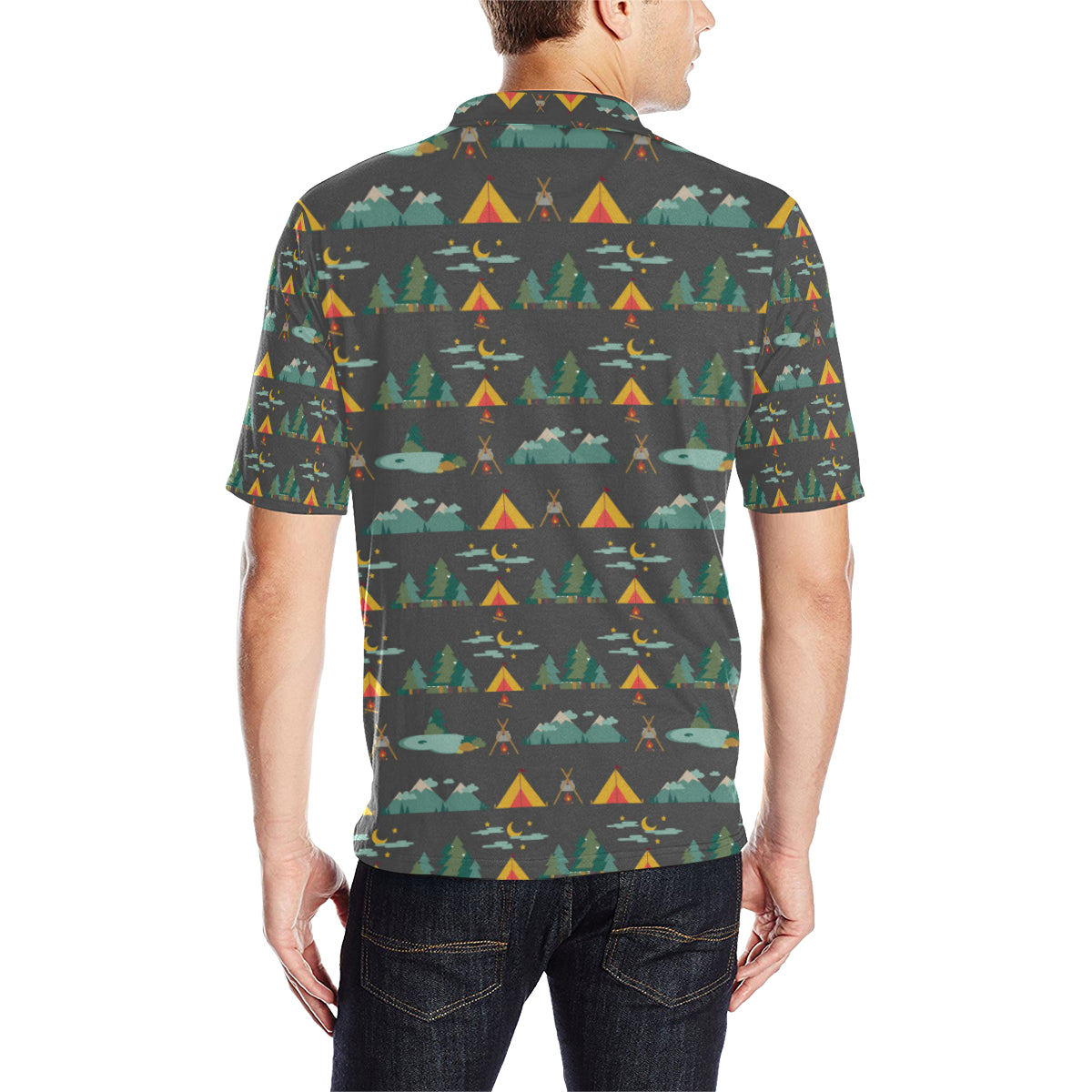 Camping Tent Pattern Print Design 03 Men Polo Shirt