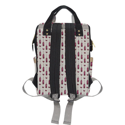 Wine Bottle Pattern Print Diaper Bag Backpack