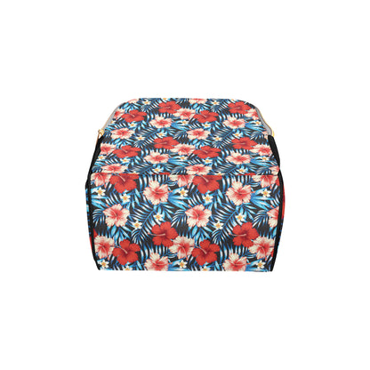 Red Hibiscus Blue Scene Diaper Bag Backpack