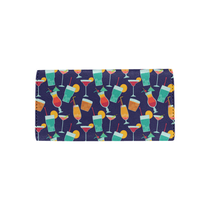 Cocktail Pattern Print Design 06 Women's Trifold Wallet
