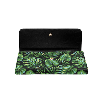 Palm Leaves Pattern Print Design PL013 Women's Trifold Wallet