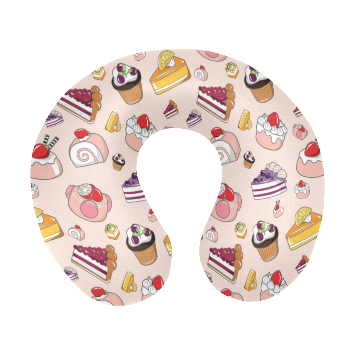 Cake Pattern Print Design 01 U-Shaped Travel Neck Pillow