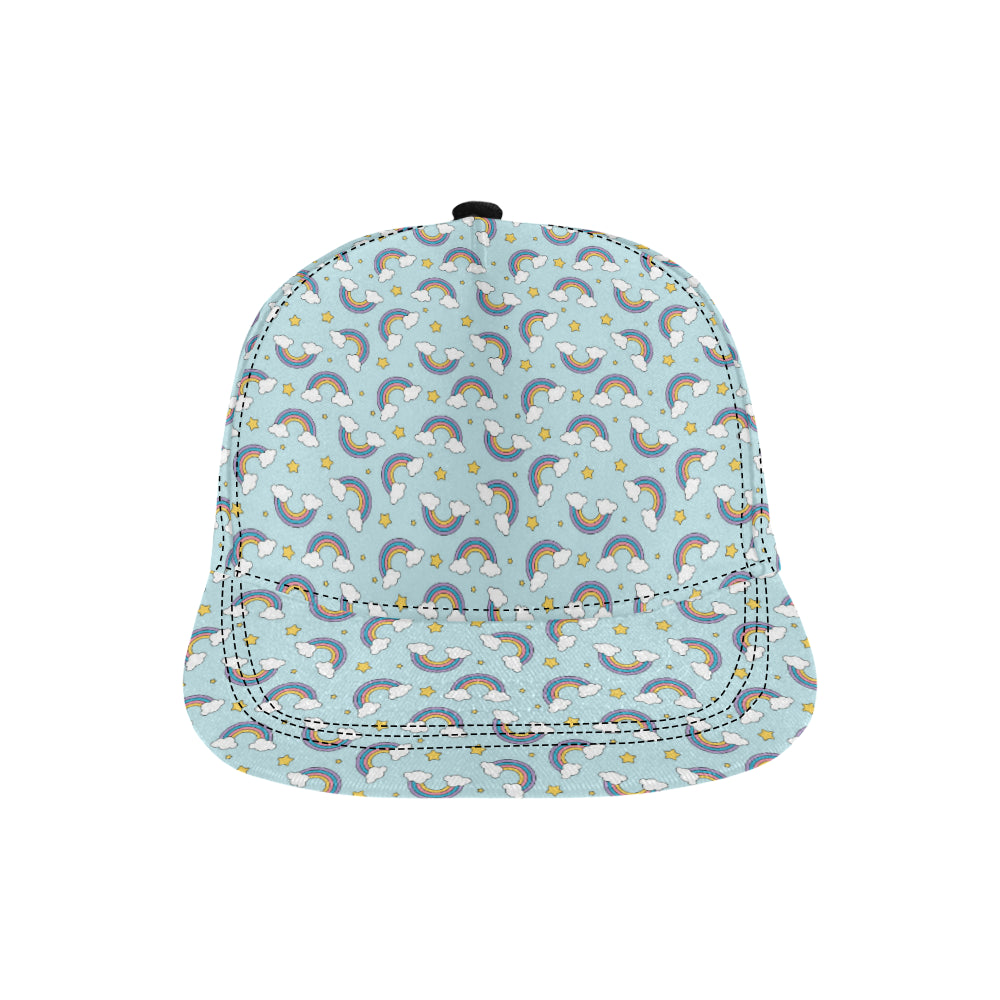 Rainbow Cloud Print Pattern Snapback Cap