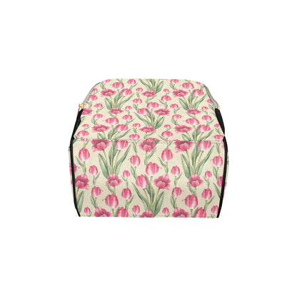 Tulip Pink Pattern Print Design TP06 Diaper Bag Backpack