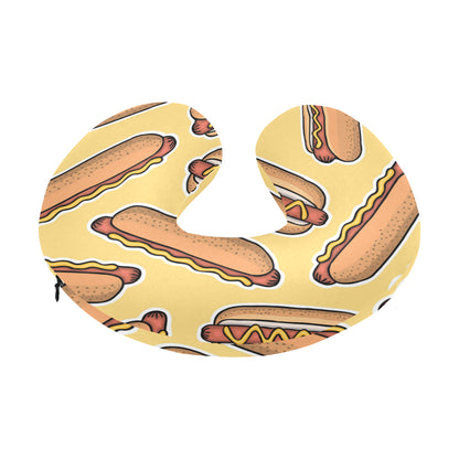Hot Dog Pattern Print Design 01 U-Shaped Travel Neck Pillow