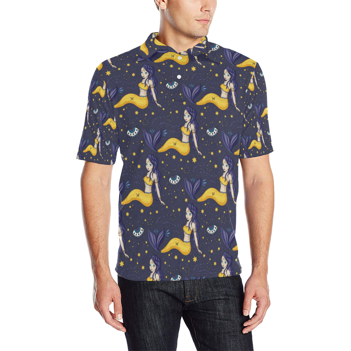 Pisces Pattern Print Design A04 Men Polo Shirt