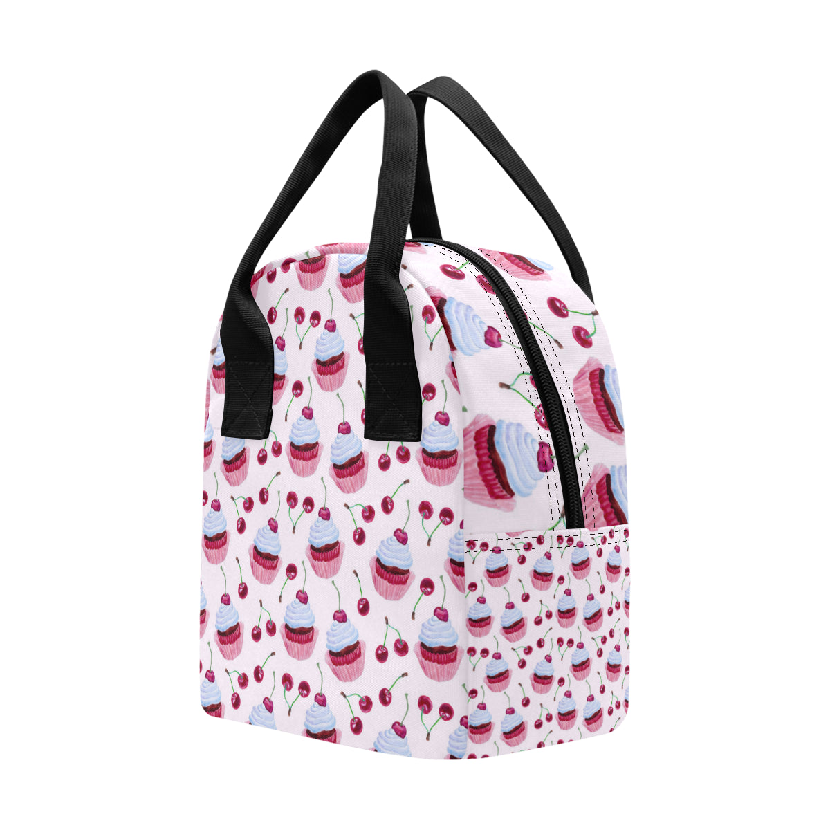 Cherry Cupcake Pink Pattern Insulated Lunch Bag