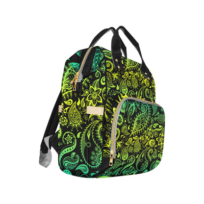 Paisley Green Design Print Diaper Bag Backpack
