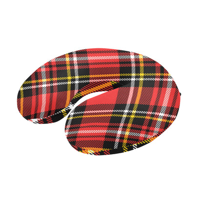 Plaid Red Pattern Print Design A03 U-Shaped Travel Neck Pillow