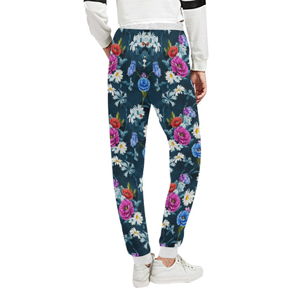 Floral Blue Themed Print Unisex Sweatpants