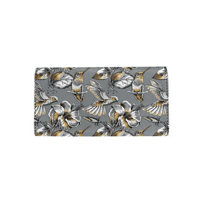 Hummingbird Pattern Print Design 02 Women's Trifold Wallet