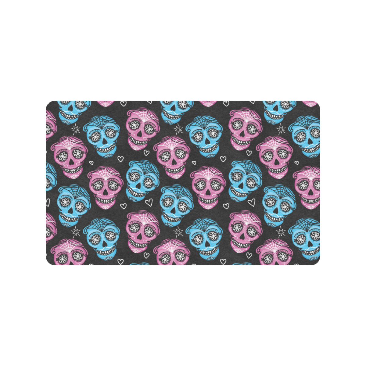 Day of the Dead Skull Print Pattern Rubber Doormat
