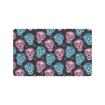Day of the Dead Skull Print Pattern Rubber Doormat
