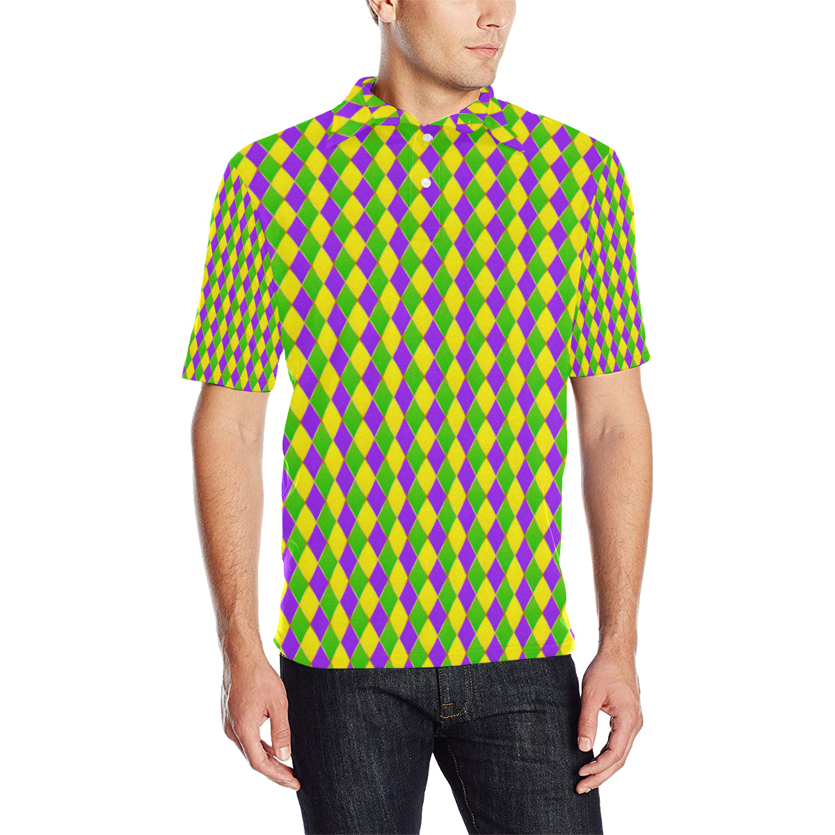 Mardi Gras Pattern Print Design 01 Men Polo Shirt