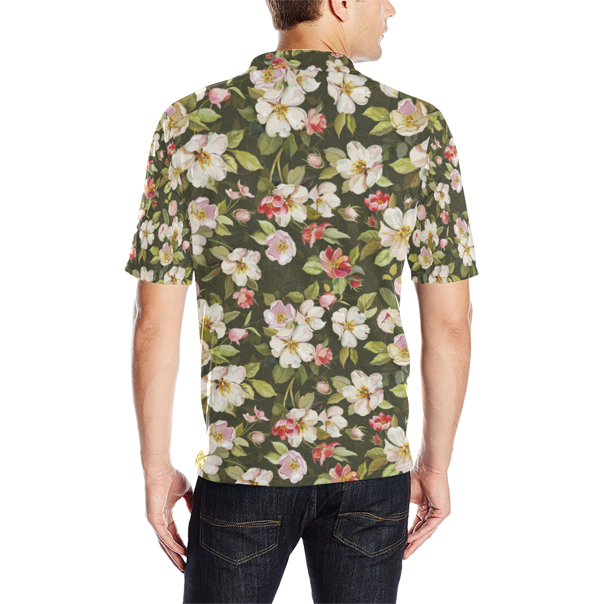 Apple blossom Pattern Print Design AB01 Men Polo Shirt
