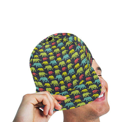Elephant Neon Color Print Pattern Snapback Cap