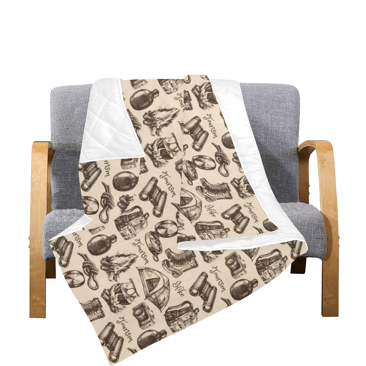 Camping Pattern Print Design 01 Premium Quilt