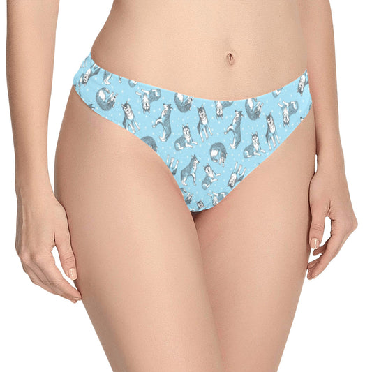 Wolf Design Print Pattern Women's Thongs