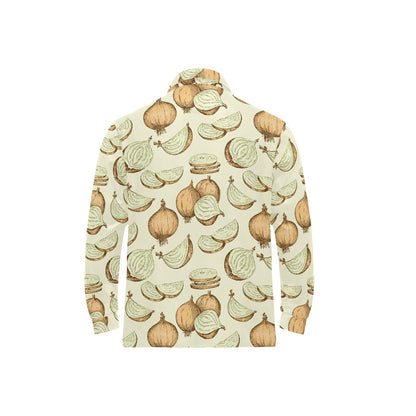 Onion Pattern Print Design A02 Long Sleeve Polo Shirt For Men's