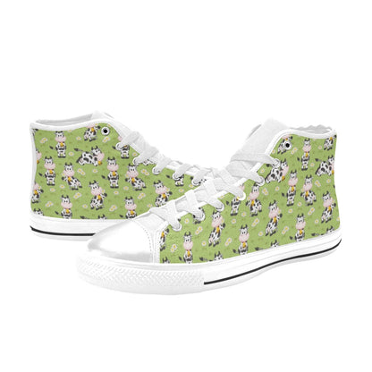 Cattle Print Design LKS401 Men's High Top Canvas Shoes