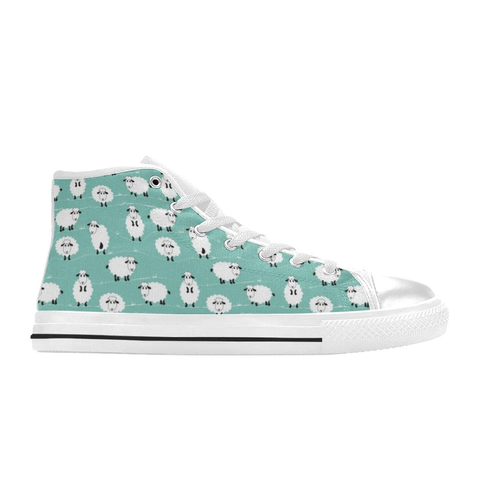 Sheep Print Design LKS404 Men's High Top Canvas Shoes