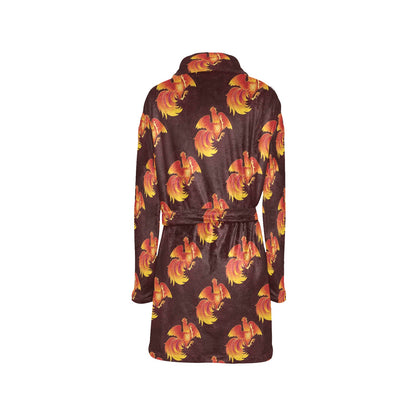 Rooster Pattern Print Design A04 Women's Fleece Robe