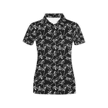 Skeleton Style Print Women's Polo Shirt
