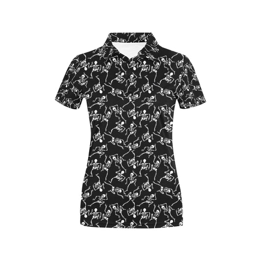 Skeleton Style Print Women's Polo Shirt