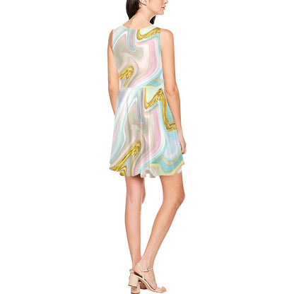Gold Sweet Marble Sleeveless Dress