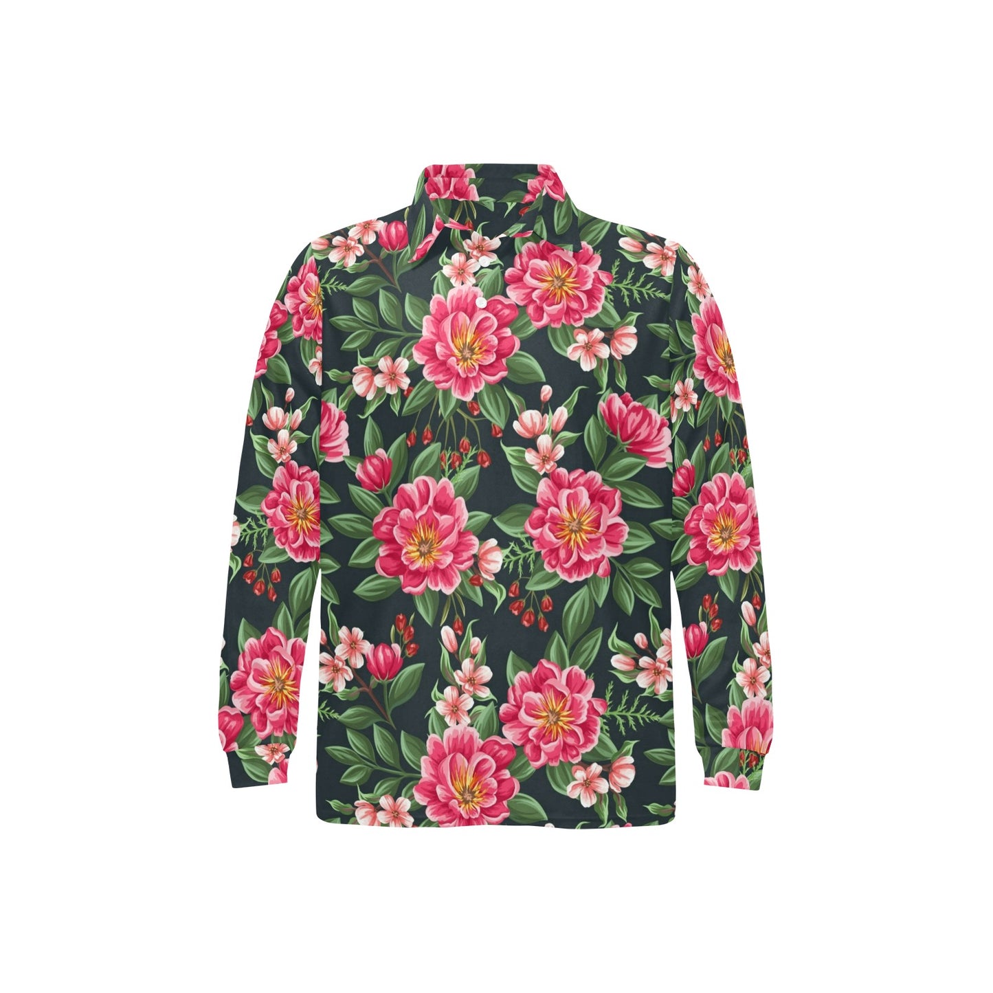 Summer Floral Pattern Print Design SF06 Long Sleeve Polo Shirt For Men's