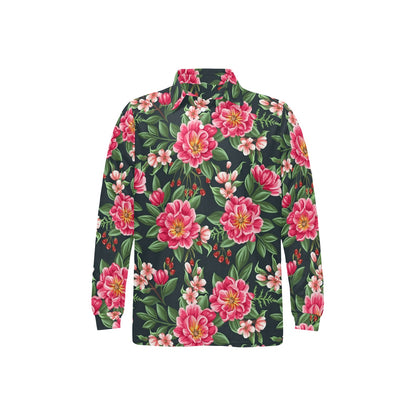 Summer Floral Pattern Print Design SF06 Long Sleeve Polo Shirt For Men's
