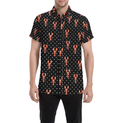 Lobster Print Design LKS401 Men Short Sleeve Button Up Shirt