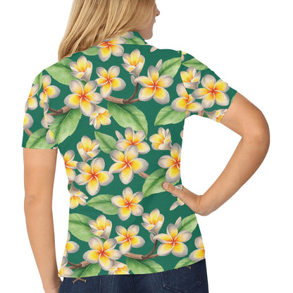 Plumeria Pattern Print Design PM07 Women's Polo Shirt
