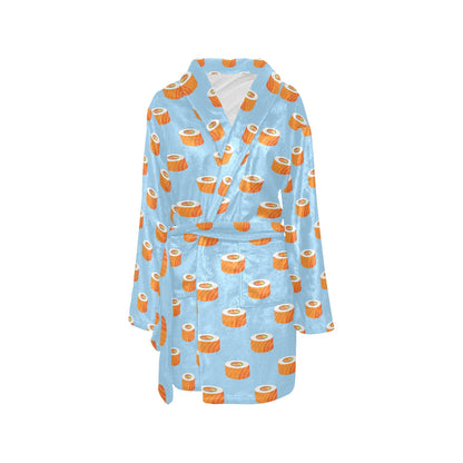 Salmon Sushi Print Design LKS307 Women's Fleece Robe