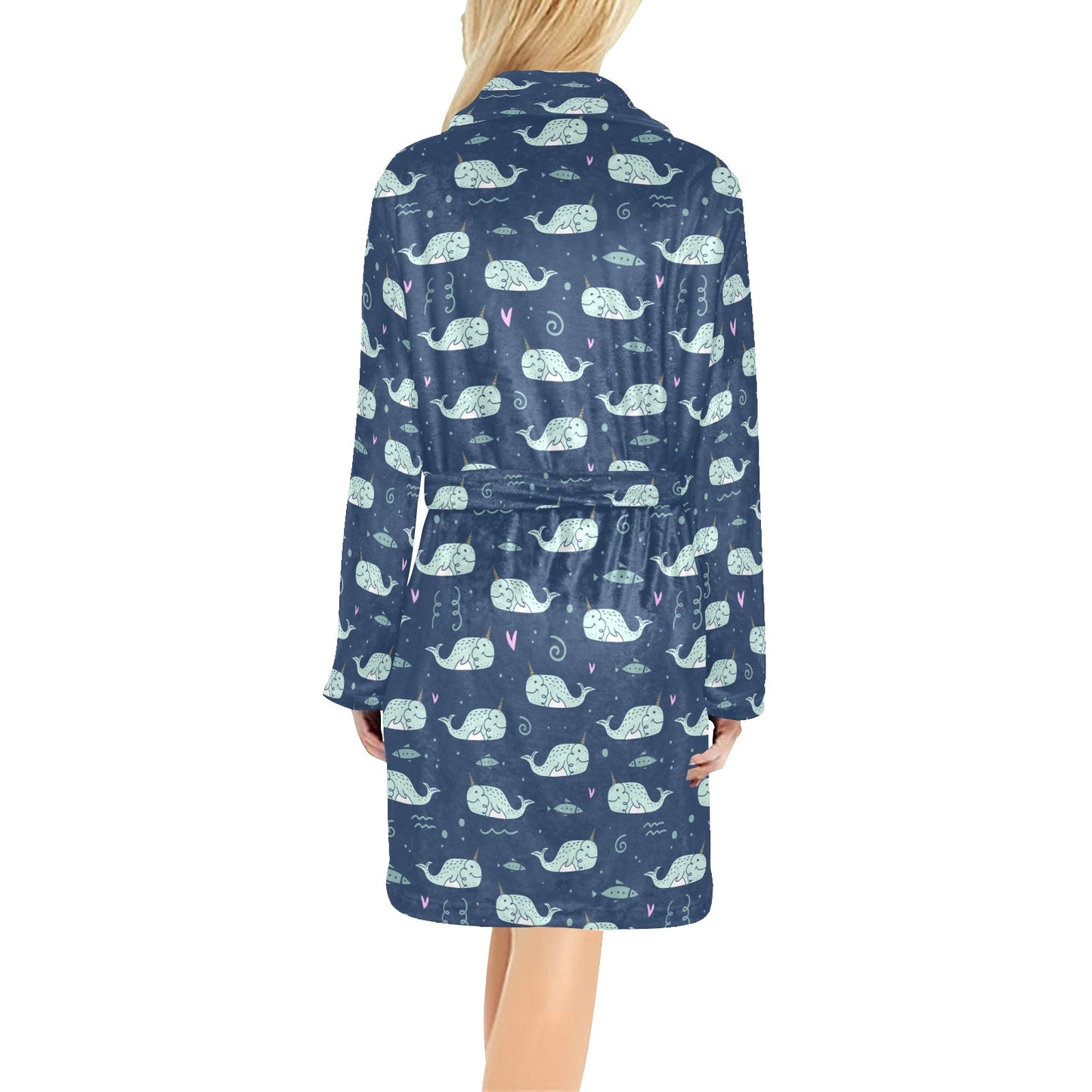 Narwhal Design Print Women's Fleece Robe